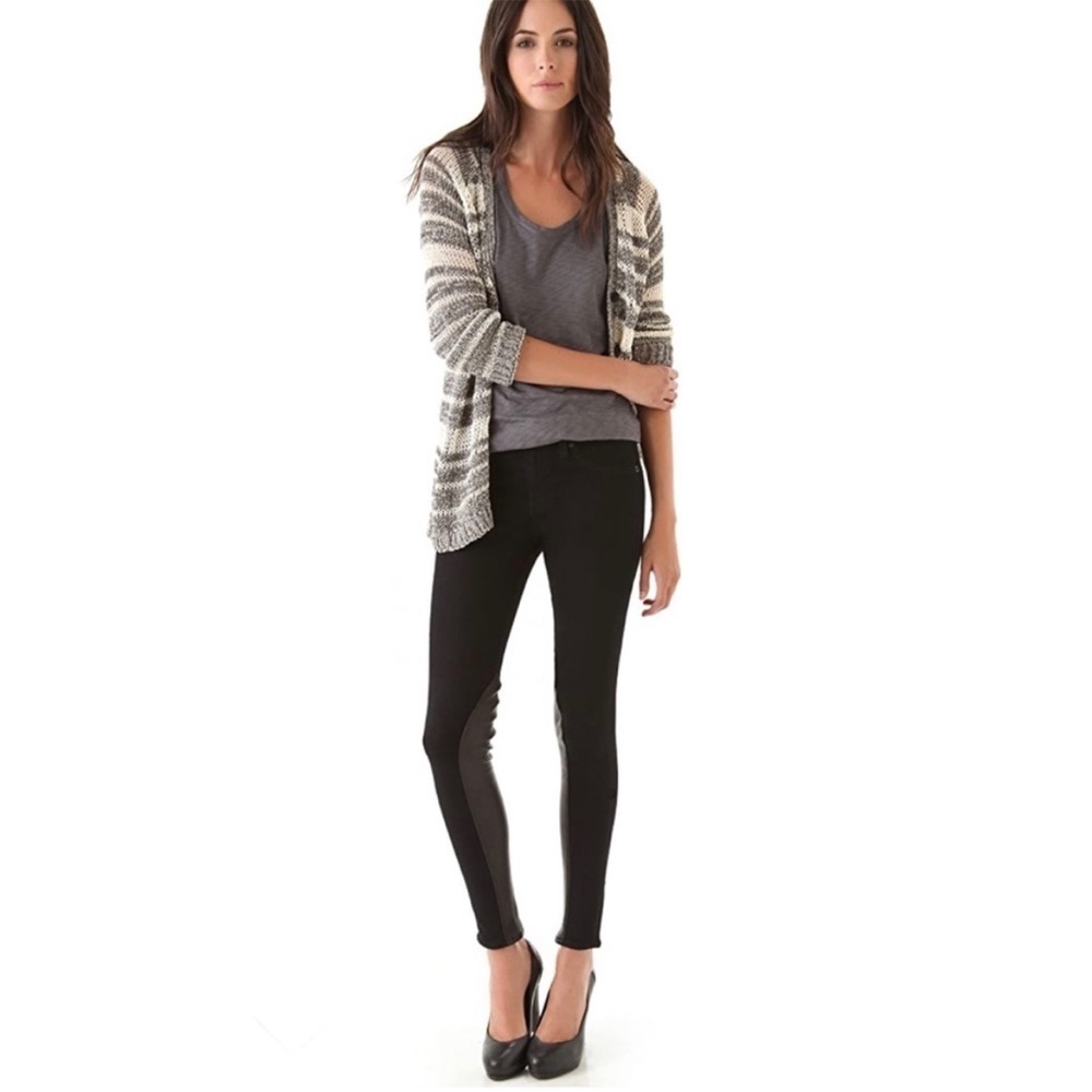 Rag & Bone The Jodhpur Legging Jeans with Leather Inserts in Midnight